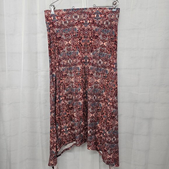 Maurices Pink Blue Boho Asymmetrical Midi Skirt Festival L - Picture 4 of 8